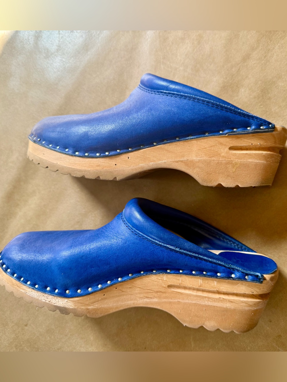 Troentorp Blue Leather Clogs - size 39 / 8.5 - Picture 3 of 6